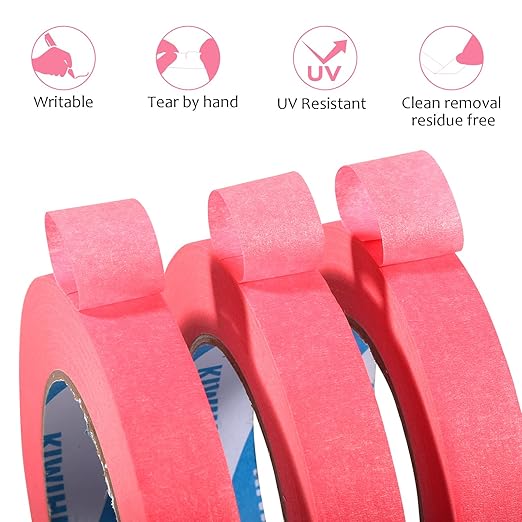 KIWIHUB Pink Painters Tape, 1 inch x 60 Yards x 5 Rolls - Image 4