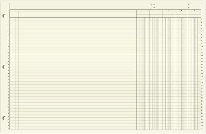BookFactory Ledger Sheets/Large 5 Column Accounting Ledger Columnar Loose Leaf - Image 2