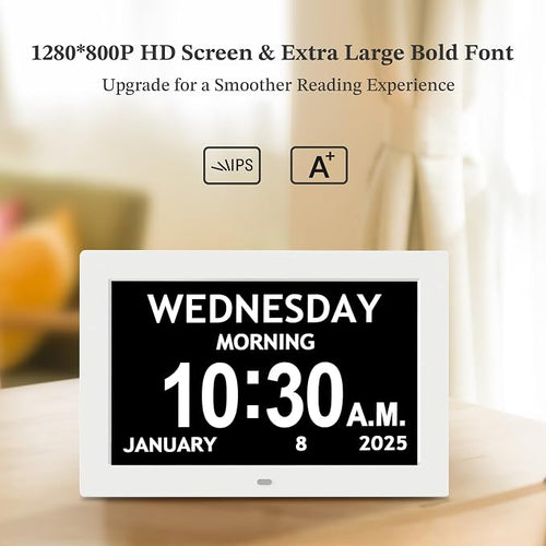 10.1'' Digital Clock, 1280*800p HD Extra Large Display, Dementia Clock - Image 2