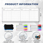 Lincia 48" x 18" Magnetic Horizontal 4 Month Dry Erase Calendar - Image 2