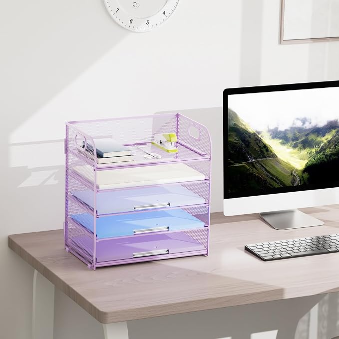 Marbrasse Paper Organizer Letter Tray, 5 Tier Mesh File Organizer - Image 2