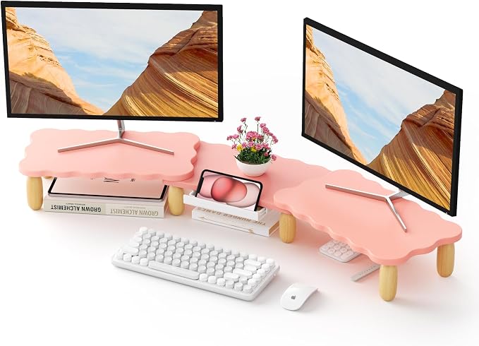 AFOOYO Dual Monitor Riser, Cookie-Shaped Adjustable Length & Swivel Angle by AFOOYO
