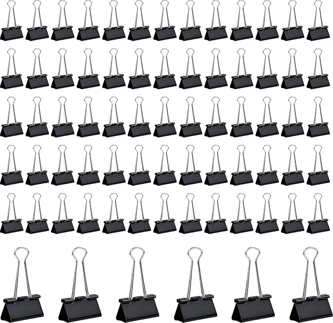 72 PCS Medium Binder Clips – 1.6Inch Heavy Duty Black Metal Paper Clamps by Unknown