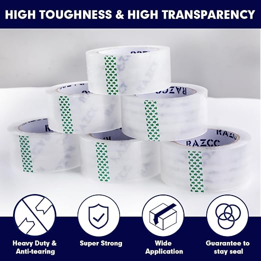 RAZCC Packing Tape, 24 Rolls Clear Heavy Duty Packaging Tape - Image 3