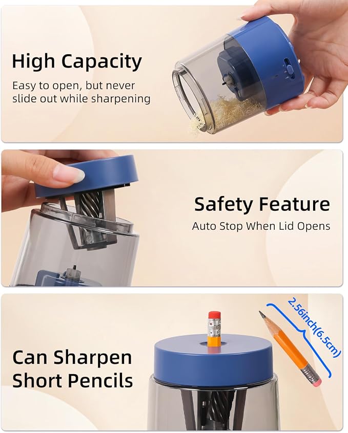 ZMOL Electric Rechargeable Pencil Sharpener, Automatic Pencil Sharpeners Kids - Image 8