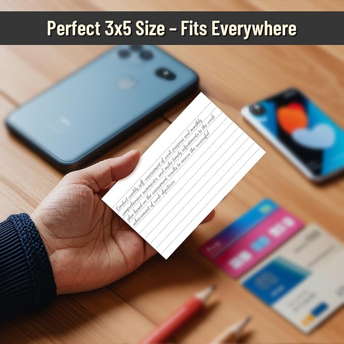 300 Count Index Cards 3 x 5 Inch Ruled White Index Cards, Flash Cards College - Image 4