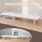 ROCDEER Bamboo Dual Monitor Stand Riser White, 2-Tier Desk Monitor Riser - Image 8