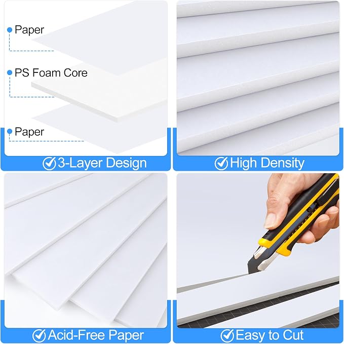 ToLanbbt 3 Pack White Foam Board, Displaying - Image 3