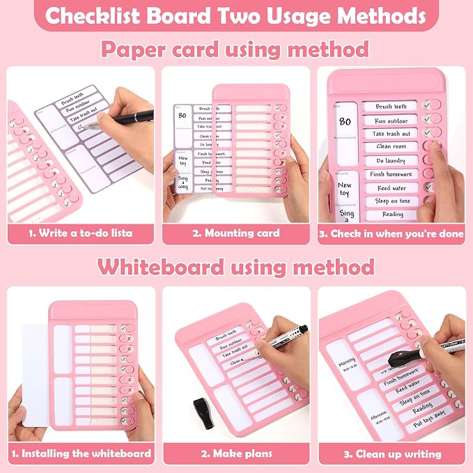 2Pcs Chore Chart for Kids to Do List Checklist Board Detachable Message Slider - Image 3