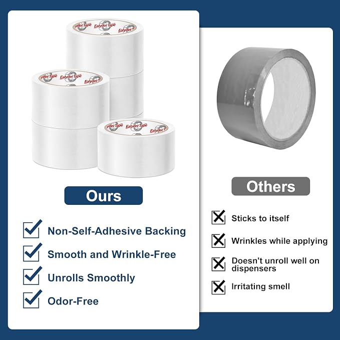 Ealyder Tape Transparent Packing Tape 2 inch x 60 Yards, 6 Rolls - Image 6