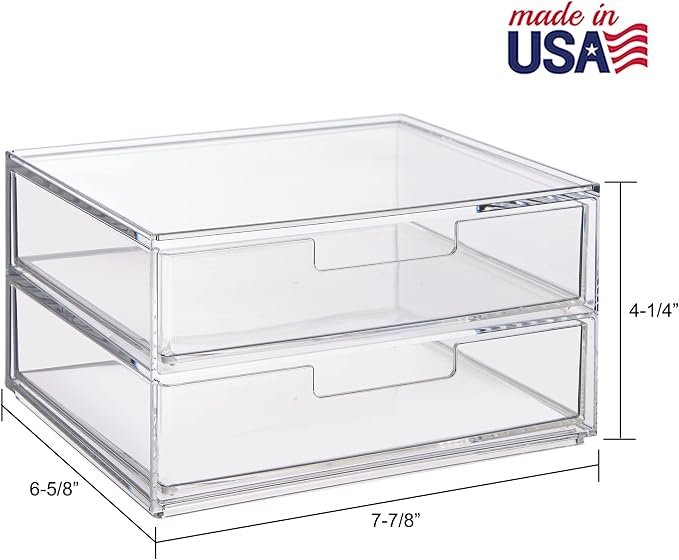 STORi Chloe Space-Saving Clear Drawer Organizer Sort Office, Beauty Supplies - Image 3