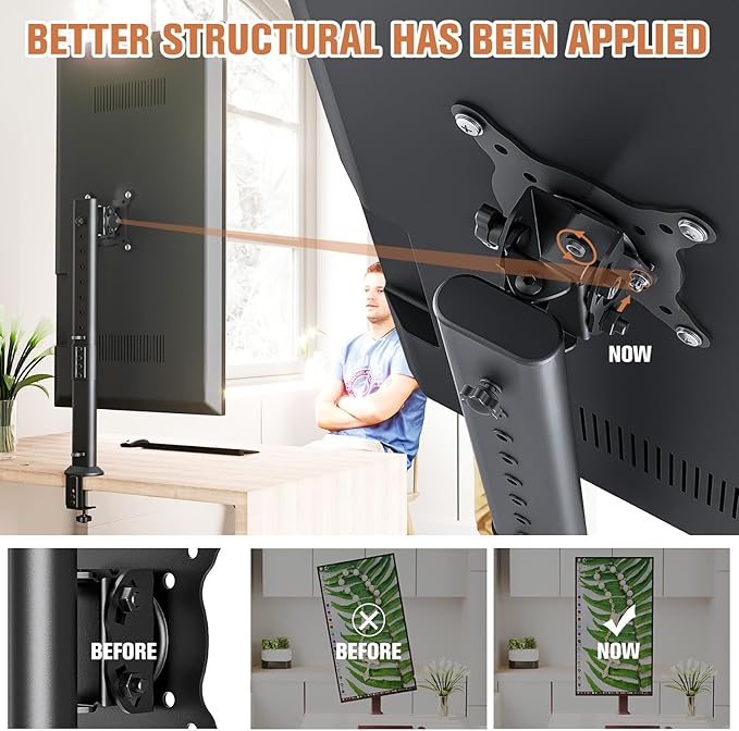 HEMUDU Single Tall Desk Monitor Arm Mount Stand Fit - Image 2