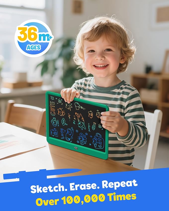 TEKFUN LCD Writing Tablet for Kids Boys Toys, 12 Inch Erasable Doodle Board - Image 2