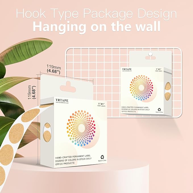 1 Inch Round Color Coding Labels, 1000 Dots Per Roll Kraft Brown Color Coded - Image 3