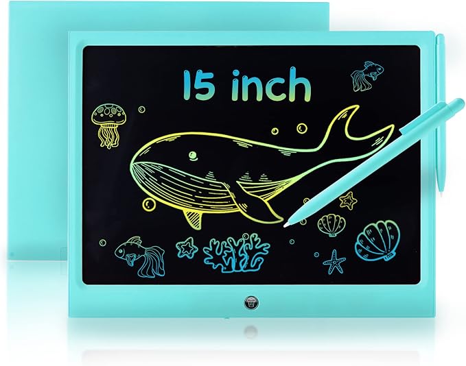 LCD Writing Tablet for Kids, 15 Inch Colorful Electronic Doodle Board, by ERUW