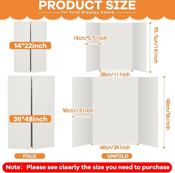 Henoyso 12 Pcs 14 x 22 Inch White Trifold Poster Board Large Tri Fold - Image 2