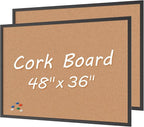 Board2by 2-Pack Cork Board Bulletin Board 36 x 48, Office Board by Justdowhatyouwanttodo