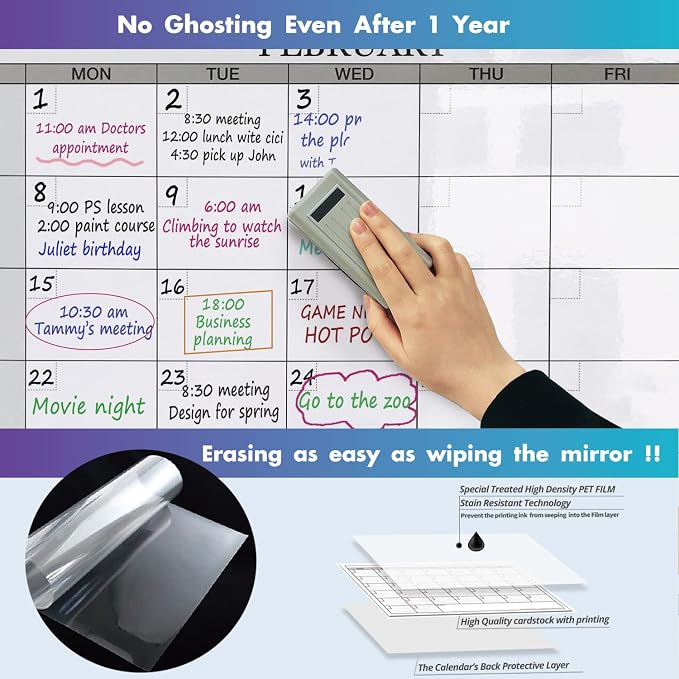 Jumbo Dry Erase Yearly Whiteboard Wall Calendar, Huge 12 Month Laminated - Image 5
