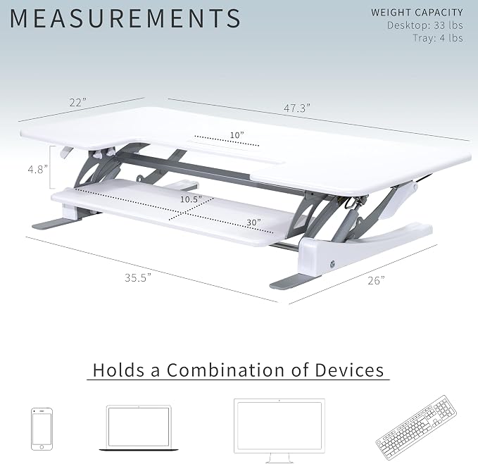 VIVO 48 inch Height Adjustable Large Stand Up Desk Converter, V Series - Image 3