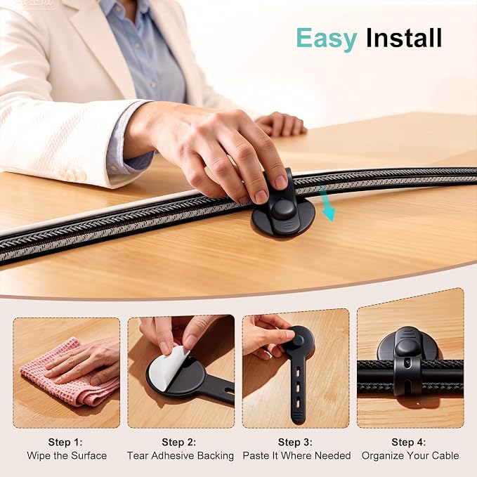 Cable Management Under Desk, 2026 New Upgraded Cord Organizer, Silicone Cable - Image 6