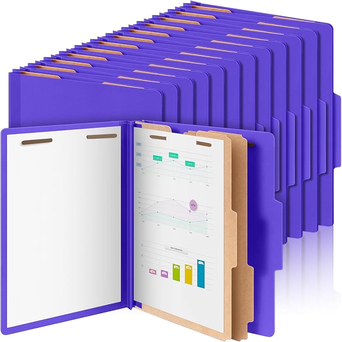 Skyygemm 36 Pcs Classification Folders Letter Size, 2 Divider Pressboard File by Skyygemm