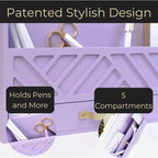 BLU MONACO Purple Mail Organizer Countertop | Wooden Desk Storage - Image 5