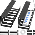 Delamu 2 Pack Metal Under Desk Cable Management Tray, U Channel Cord Organizer by DELAMU
