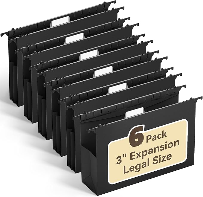 Ansook Hanging File Folders Legal Size, Heavy Duty 3" Expansion File Folder by Ansook