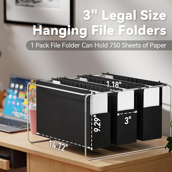 Ansook Hanging File Folders Legal Size, Heavy Duty 3" Expansion File Folder - Image 3
