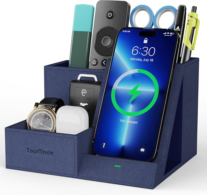 TopMade Wireless Charger with Desk Nightstand Organizer, Leather Pen Pencil by TopmadeProduct-Ordernow