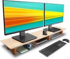 Aothia Large Dual Monitor Stand Riser, Solid Wood Desk Shelf by AothiaSimpleNaturalUnique