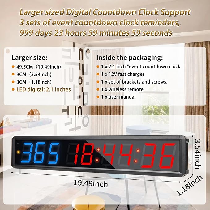 LED Countdown Clock, 999 Days, 23 Hours, 59 Minutes, 59 Seconds, Event - Image 2