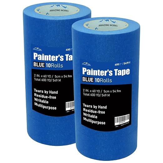 10 Rolls Painters Tape 2 inch Wide, General Purpose Blue Painters Tape by AmazingWorks
