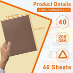 Guakicae 40 Sheets Coffee Color Cardstock 8.5 x 11 Craft Paper, 75lb - Image 2