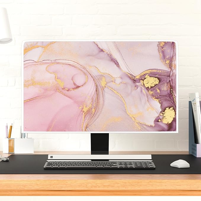 Baocicco Pink Gold Marble Screen TV Cover 32 Inch Decorative Modern Laptop - Image 4