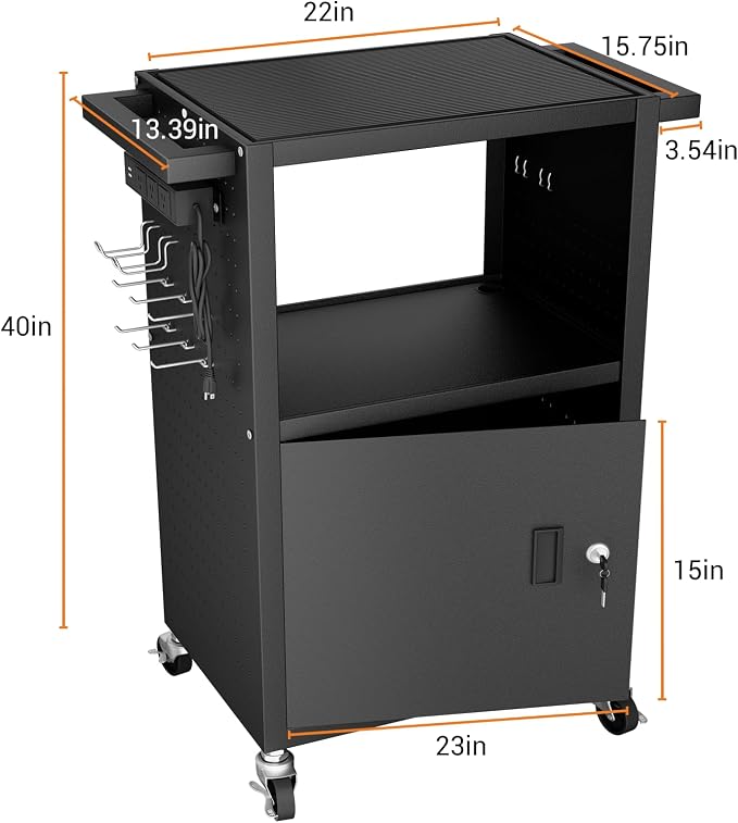 Mobile AV Cart with Push Handles, Heavy Duty Rolling Media Cart with Customized - Image 2