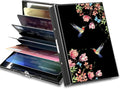 BWEGRHE Slim Credit Card Holder, Hummingbird Floral Sakura RFID Blocking Metal by BWEGRHE