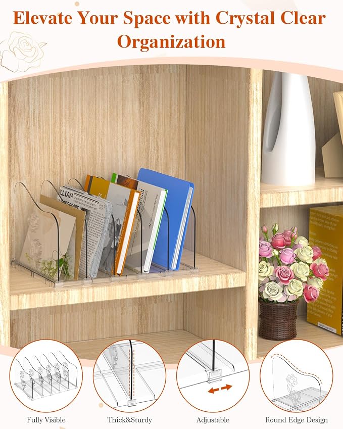 COWVTUJ Adjustable Rose File Organizer - Image 6