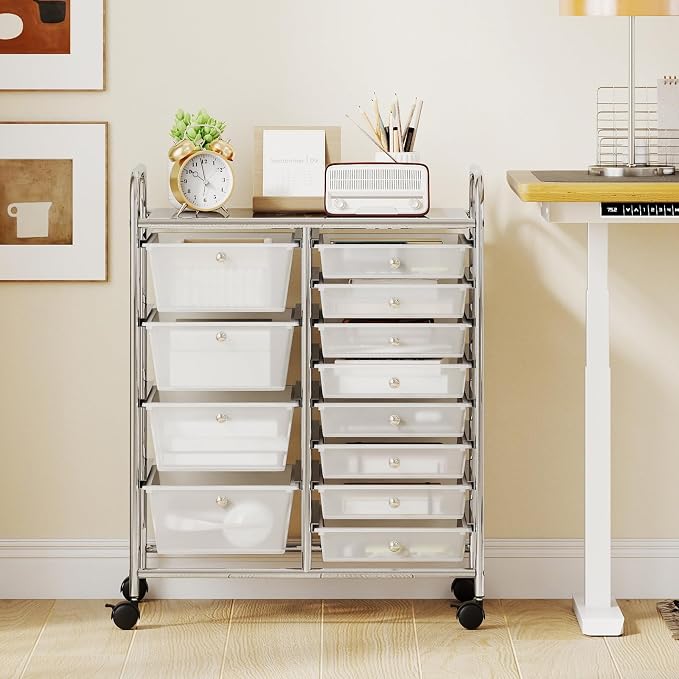 LDAILY 12 Drawer Rolling Storage Cart, Rolling Cart - Image 2