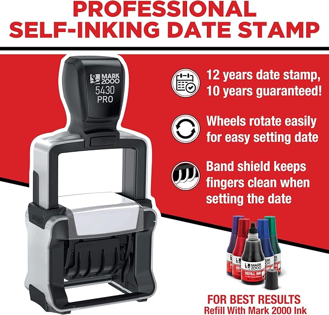 Mark 2000 5430 Professional Self Inking Date Stamp - Image 2