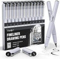 JusArt Fineliner Pens, Ultra Fine, Brush & Chisel, 12 Size, Waterproof Black by JusArt%7CCreativeArtSupplies