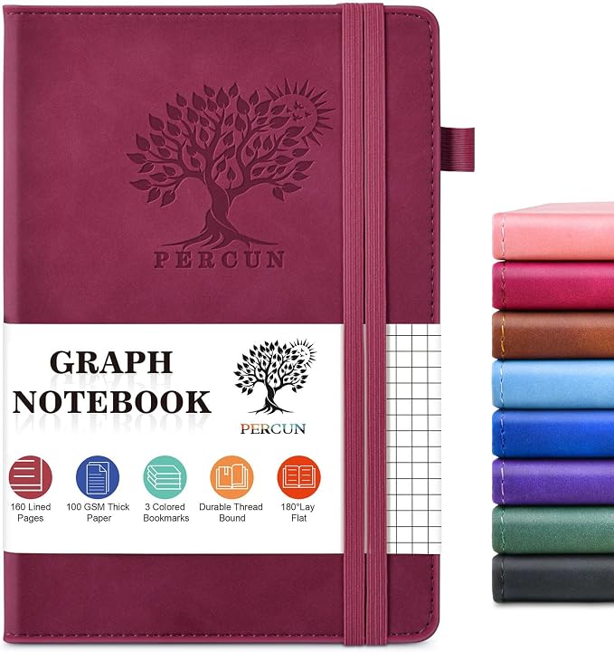 PERCUN Graph Paper Notebook, 160 Pages Grid Journal by PERCUN
