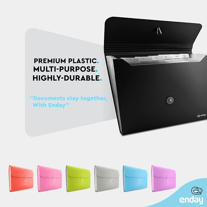 Accordion File Organizer Black, 7 Pocket Expanding File and Cover Folder - Image 4