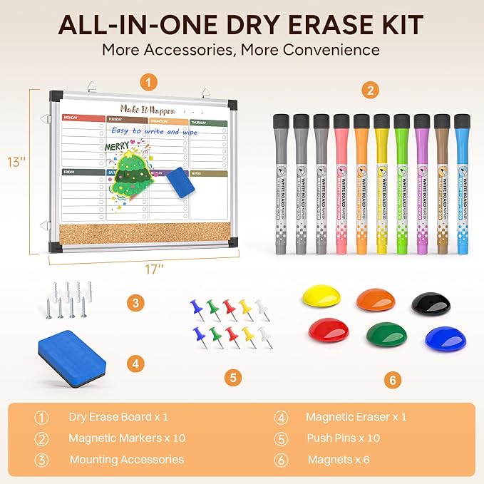 Weekly Dry Erase Board and Cork Board Combo - Image 5
