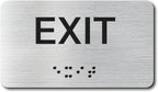 Exit Signs with Raised Text & Grade 2 Braille, Brushed Aluminum/Silver Finish by EliteSign