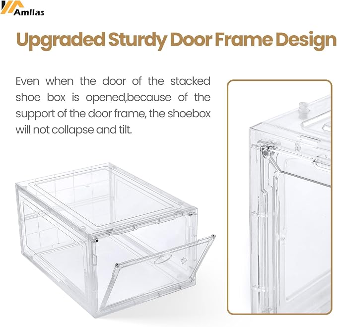Amllas 12 Pack Clear Shoe Boxes Stackable, Shoe Storage Boxes - Image 5