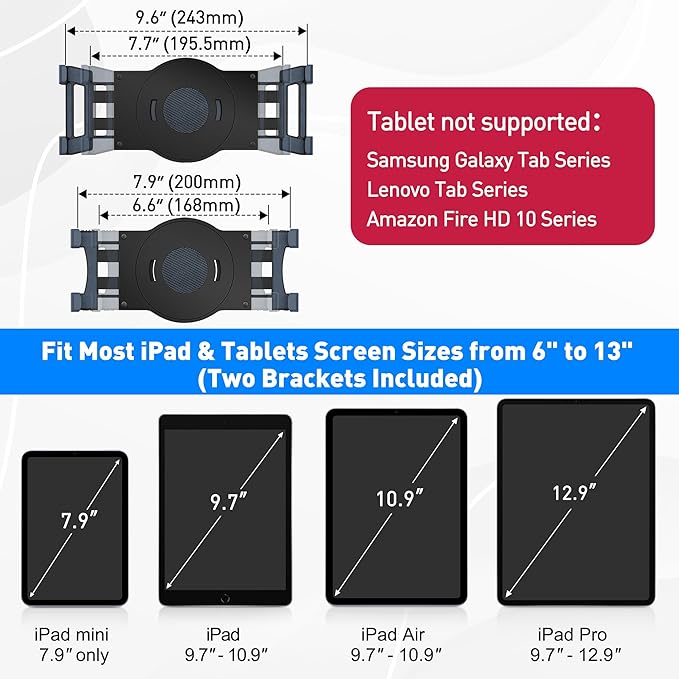 AboveTEK Universal Magnetic Tablet Mount, Swivel Tablet Stand, 360° Rotating - Image 3
