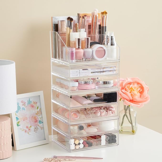 STORi Chloe Space-Saving Clear Drawer Organizer Sort Office, Beauty Supplies - Image 7