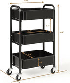 SunnyPoint 3-Tier Delicate Compact Rolling Metal Storage Organizer - Image 6
