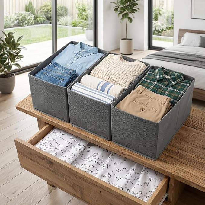 Sock Drawer Organizer 3 Pack, Fabric Drawer Organizer Clothes - Image 5